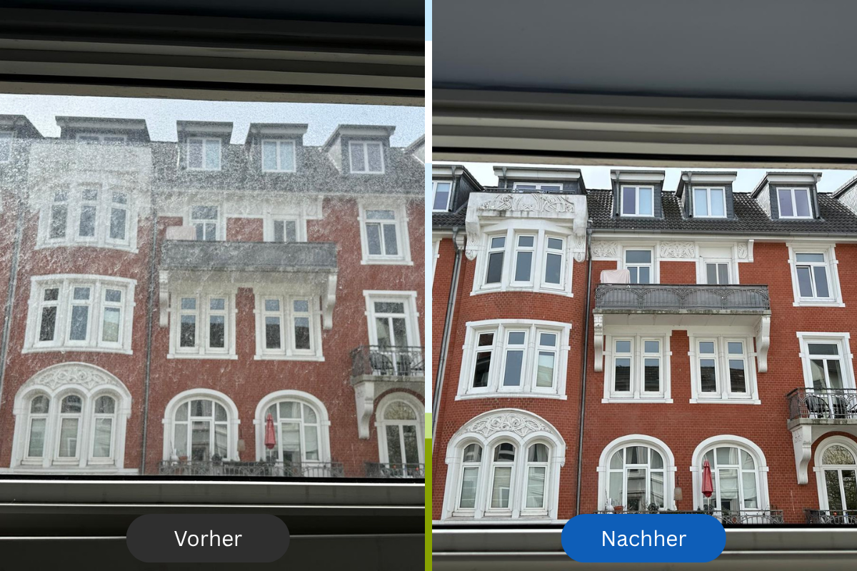 Fensterreinigung Vorher-Nachher